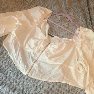 SHEIN long sleeve o-ring zipper bustier blouse